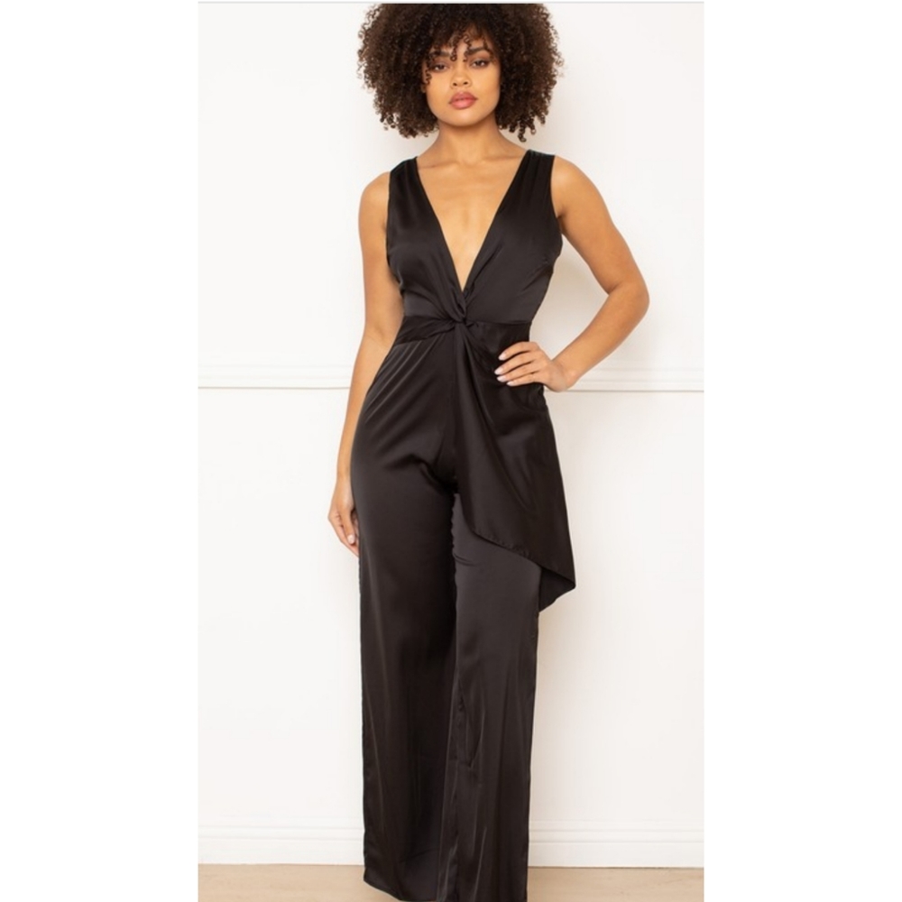 Sassy Satin Black Jumpsuit